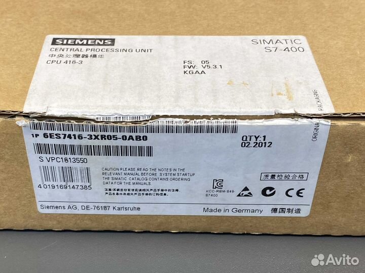 Siemens 6ES7 416-3XR05-0AB0 новый, 1 шт