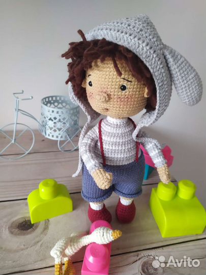 Кукла вязаная мальчик ручная работа