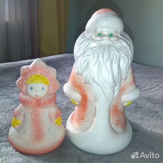 Резиновые мягкие игрушки Дед Мороз Снегурочка