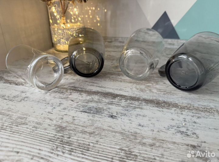 Кружки из прозрачного стекла разные
