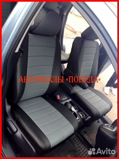 Чехлы Honda CR-V 4 из экокожи чёрно-серые Классика