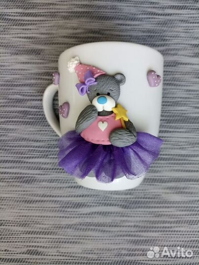 Кружка с декором из полимерной глины