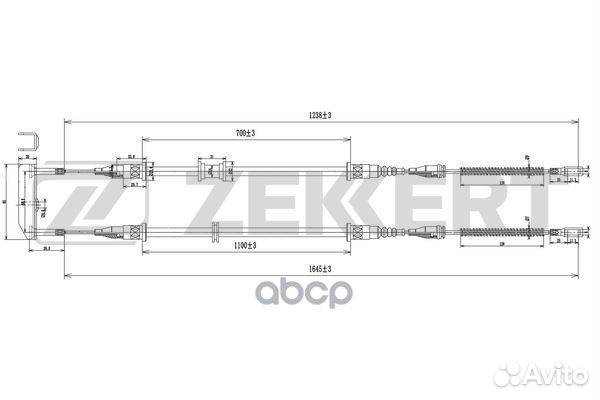 Трос стояночного тормоза задн. лев./прав. Daewoo