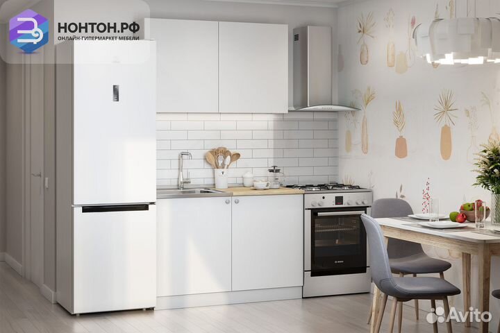 Кухня Айлин 1.2 м белый текстурный / тростник