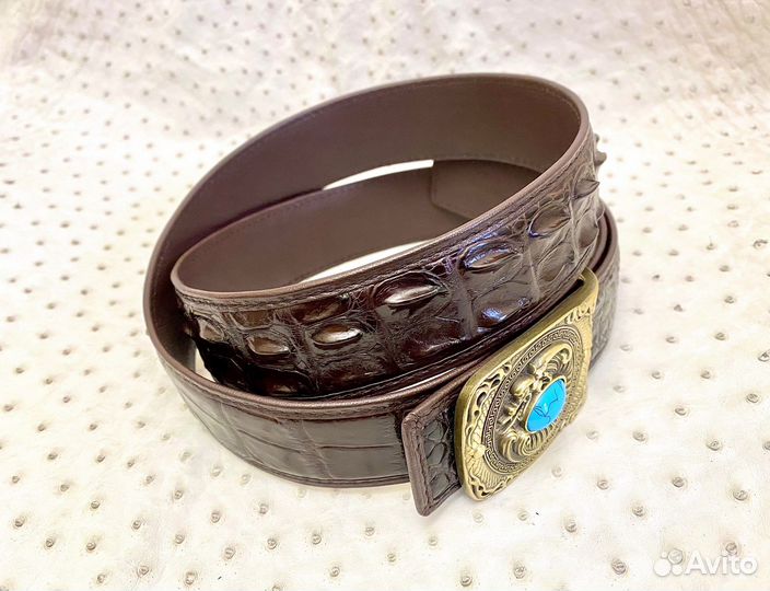 Ремень мужской натуральная кожа крокодила, 120 см