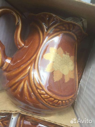 Глиняный чайно-кофейный сервиз новый