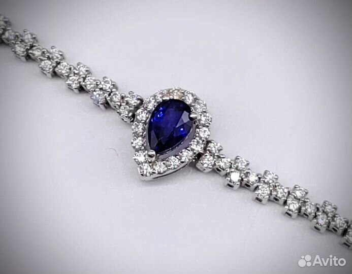 Золотой браслет с бриллиантами и сапфиром