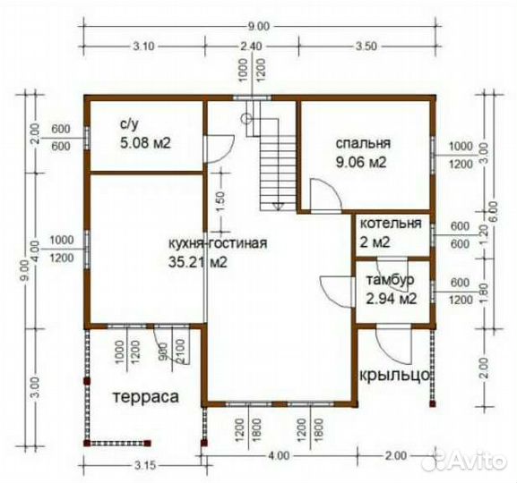 Каркасный дом 9*9м