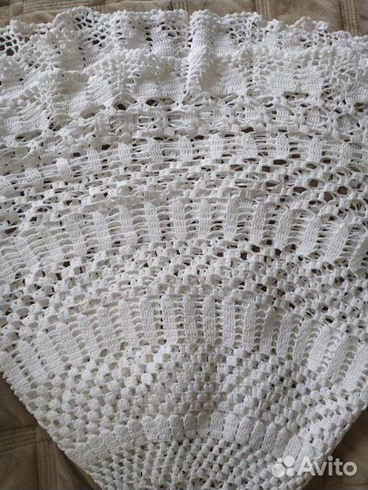 Скатерть круглая крючком 115 см,винтаж,ссср