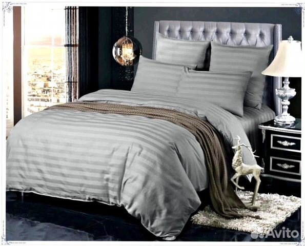 Постельное белье страйп сатин евро