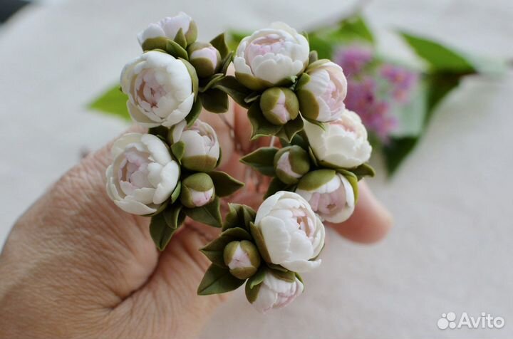 Шпильки для волос с пионами 