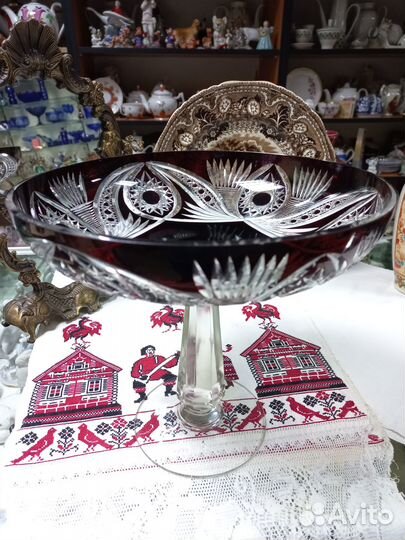 Ваза на ножке Фруктовница Конфетница Стекло СССР