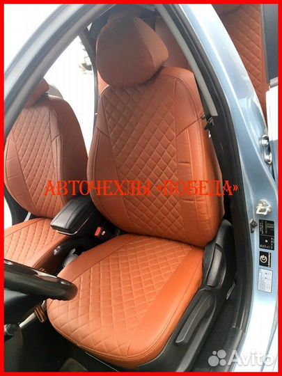 Чехлы Hyundai Solaris 1 Sd из экокожи коричневые