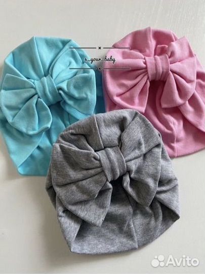 Шапочка для девочки с бантиком/новая