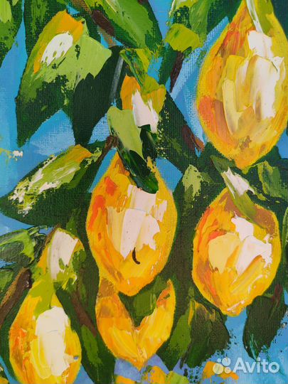 Картина лимон лимоны ветка с лимоном