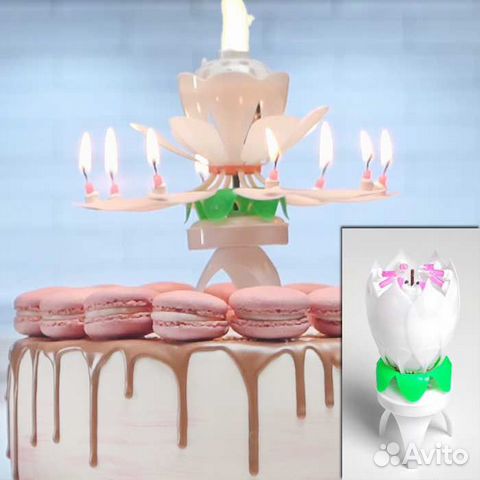 Свеча в торт музыкальный цветок