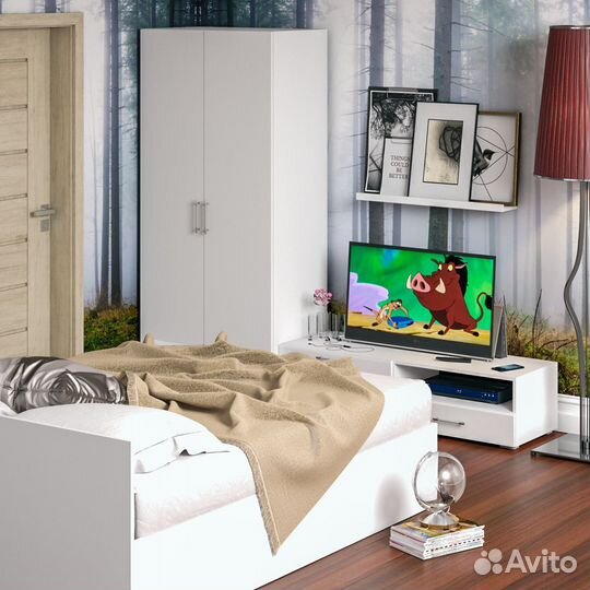 Спальня белая Стандарт № 3 Стандарт с кроватью 1600, цвет белый, спальное место 1600х2000 мм., без м