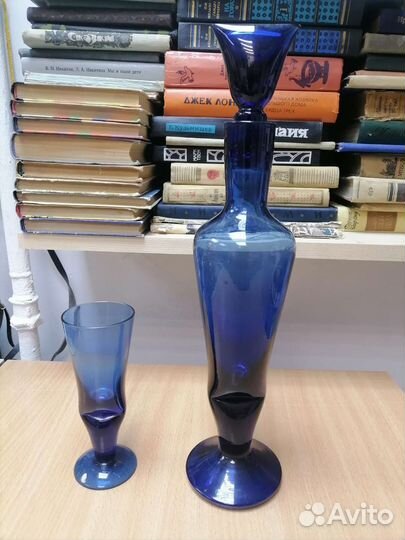 Графин фужер. Кобальтовое стекло. Мачнев И. В