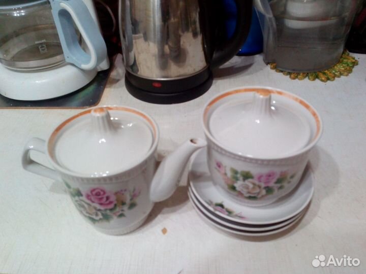 Посуда чайник, кофейник, сахарница, блюдце, СССР