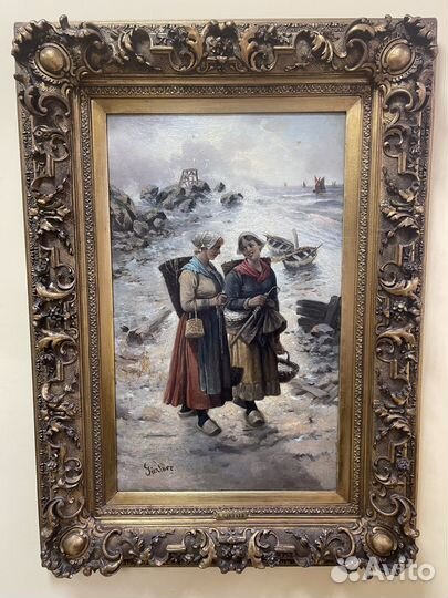 Антикварная картина маслом на холсте 