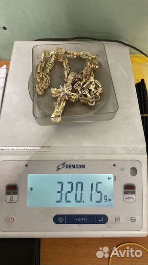 Золотая цепь и крест 750 пробы