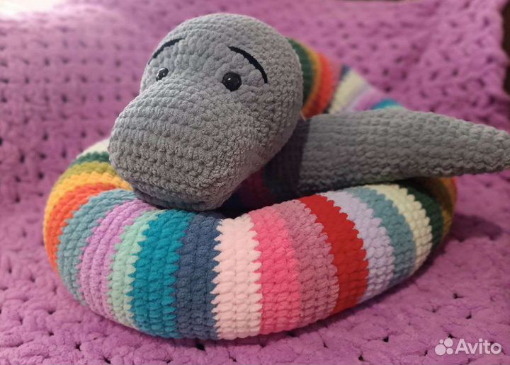 Мягкая игрушка подушка радужный удав