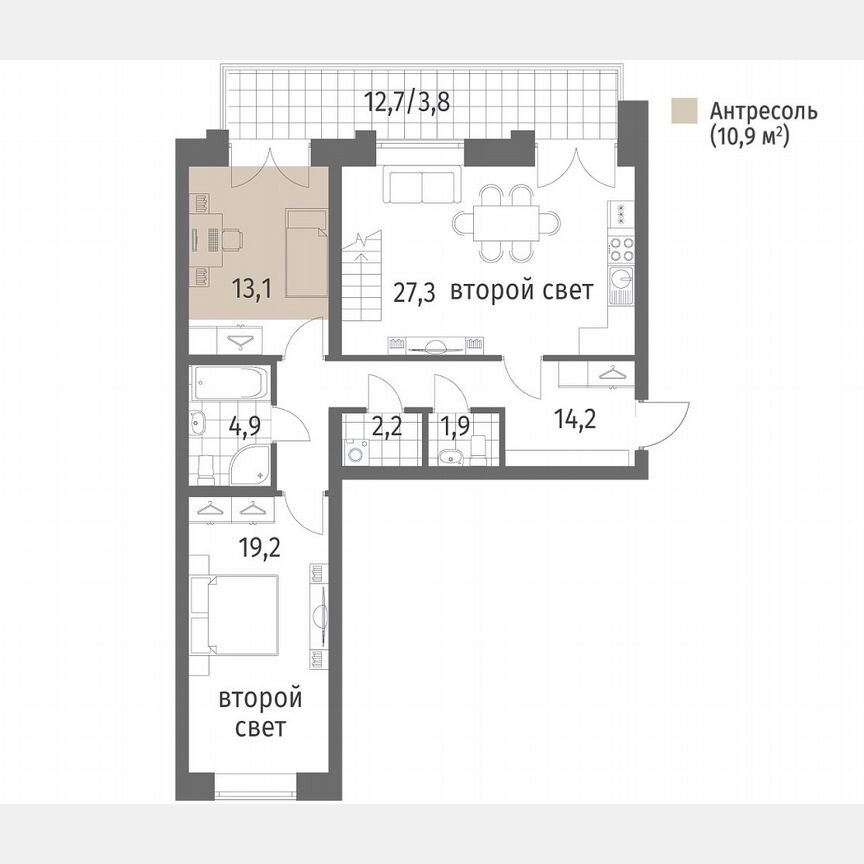2-к. квартира, 96 м², 1/7 эт.