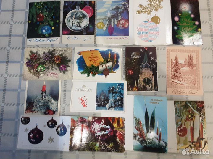 Открытка новогодняя, чистая, прошлого века