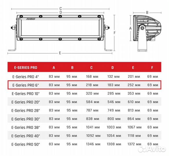 6 Е PRO 12 диодов Дальний свет Midnight Edition