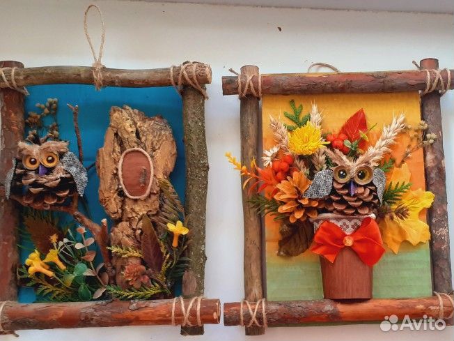 Осенние поделки из природ.материалов.Панно в рамке