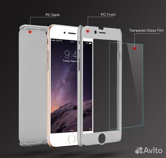 Защитный чехол со стеклом для iPhone 5/5s/6/6s