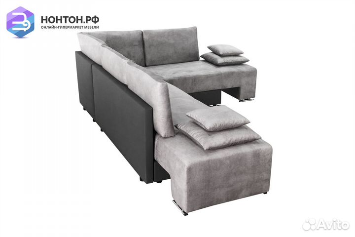 Диван угловой трансформер Премьер светло-серый