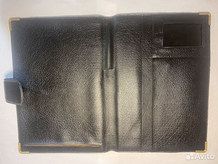 Папка для документов черная кожаная