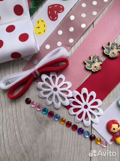 Репсовые ленты +кабашоны набор