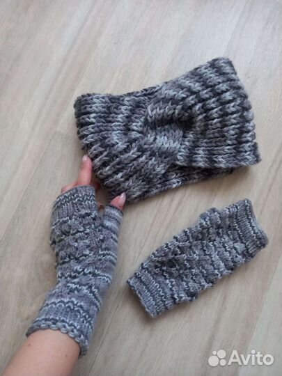 Митенки и повязка на голову