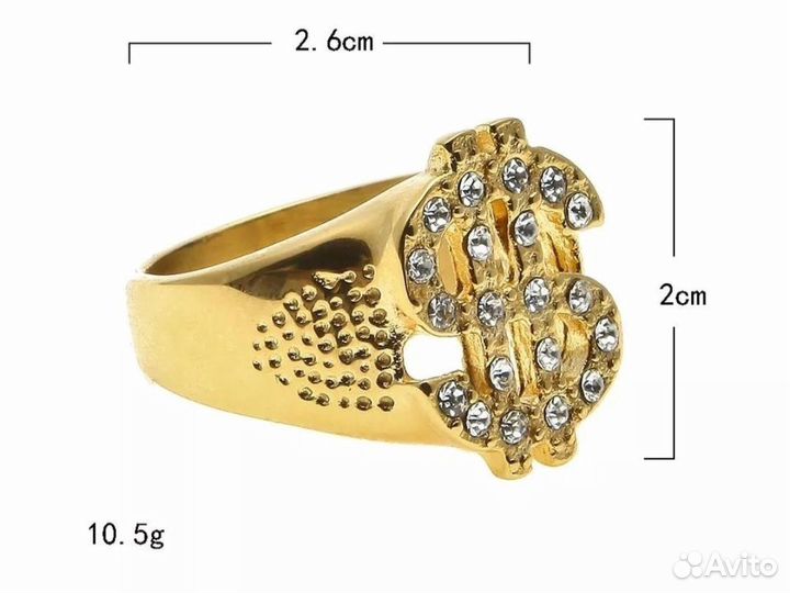 Кольцо печатка Доллар