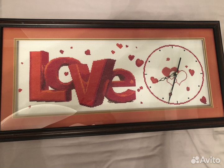 Вышивка крестом часы love