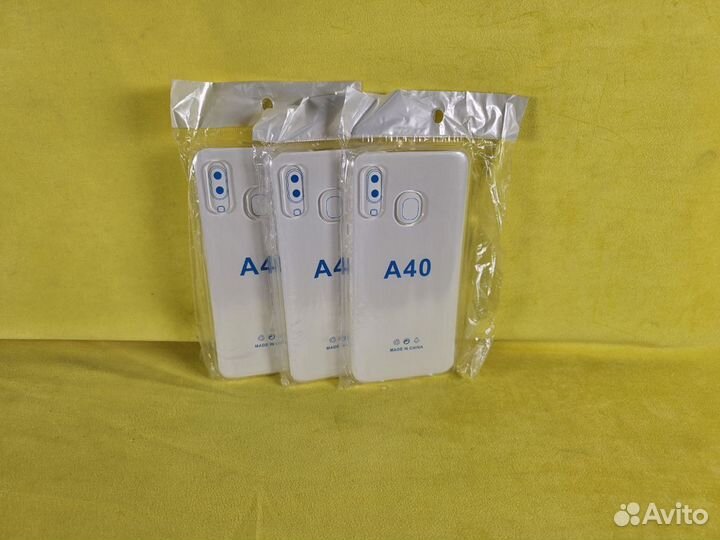 Чехол силиконовый-прозрачный (Samsung A40)