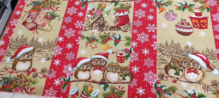 Ткань новогодняя рогожка 100 хлопок