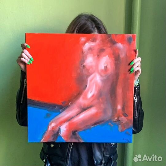Картина маслом/девушка/50*50/ ню