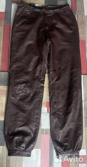 Брюки винтаж кожа натуральная 80-е Европа