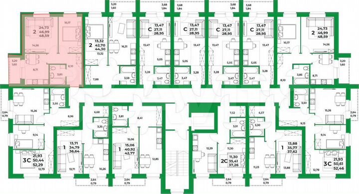 2-к. квартира, 47 м², 7/8 эт.