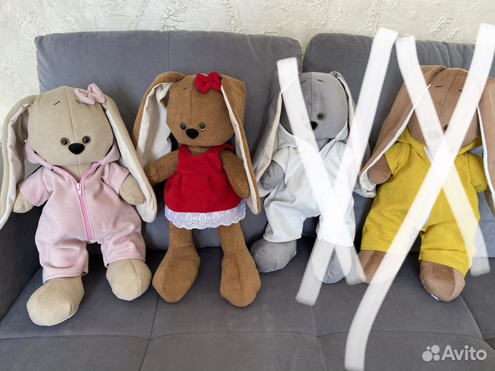 Плюшевый мишка и зайка ручная работа