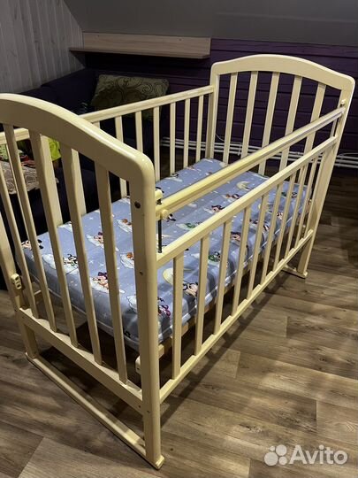 Детская кровать для новорожденных с матрасом
