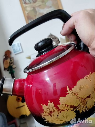 Чайник сербский эмалированный со свистком
