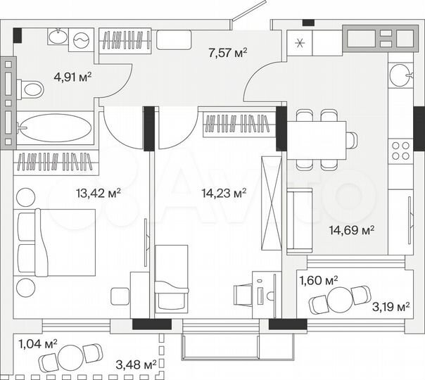 2-к. квартира, 57,5 м², 7/7 эт.