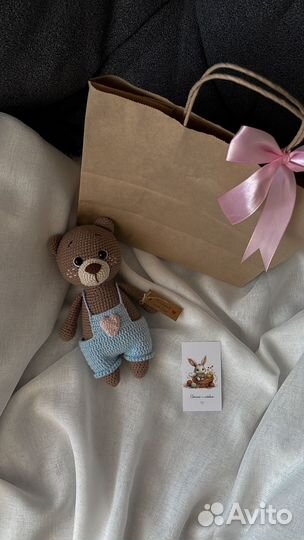 Вязаные игрушки ручная работа медведь