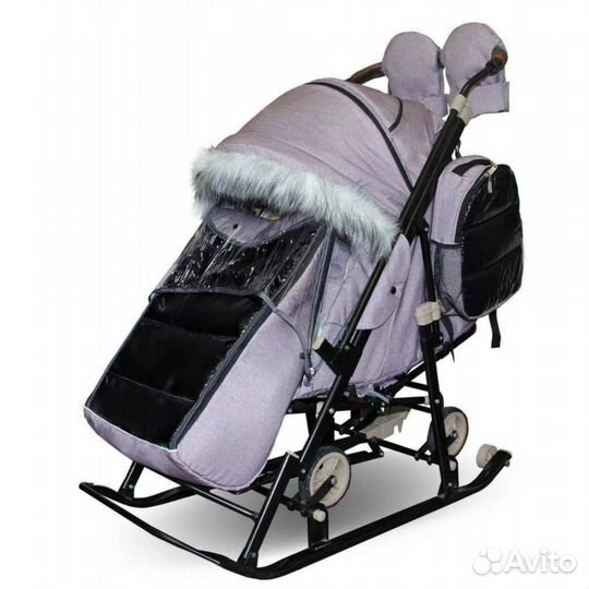 Санки коляска galaxy glory gloss, пудровый