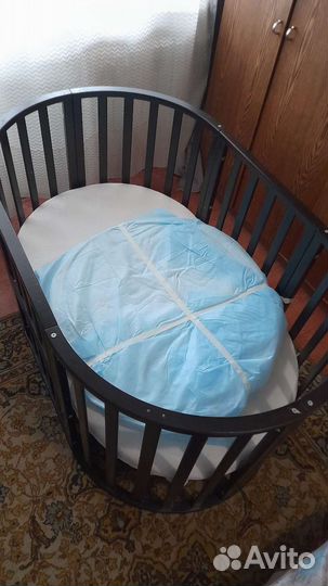 Детская кроватка трансформер с 2 матрасами