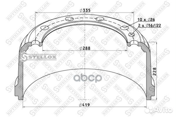 85-00042-SX торм.барабан 419x178/188 H228.6 d